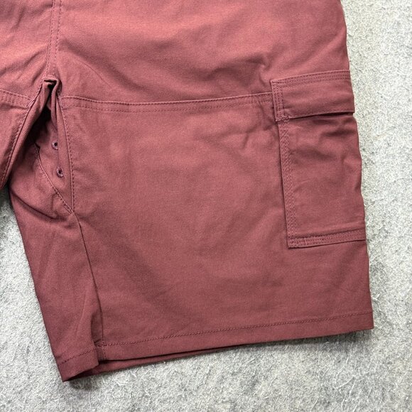 prAna Stretch Zion E-Waist Short II Men 2XL Maroon Red Hybrid Belted 10" Cargo - Picture 4 of 15